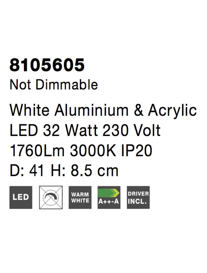 Висящо осветително тяло (пендел) ALBI 32W Бял алуминий и акрил LED
