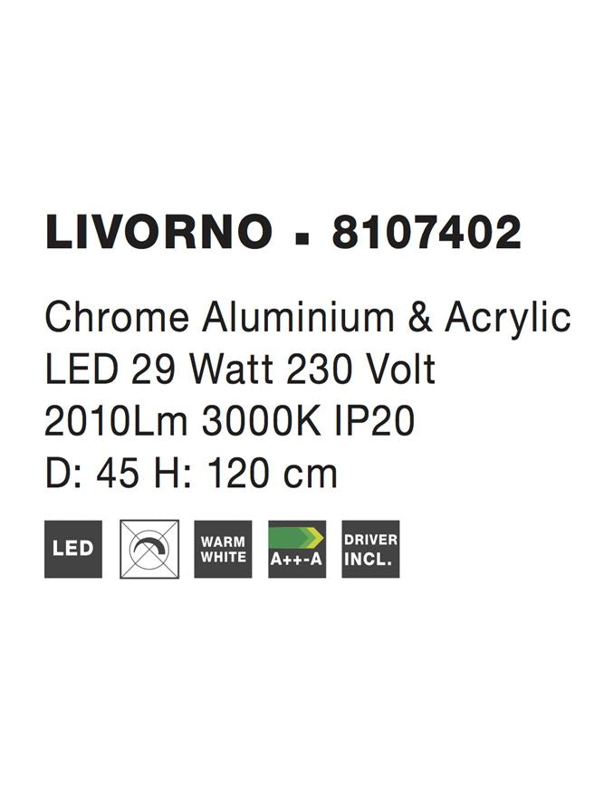 Висящо осветително тяло (пендел) LIVORNO 29W Хромиран алуминий и акрил