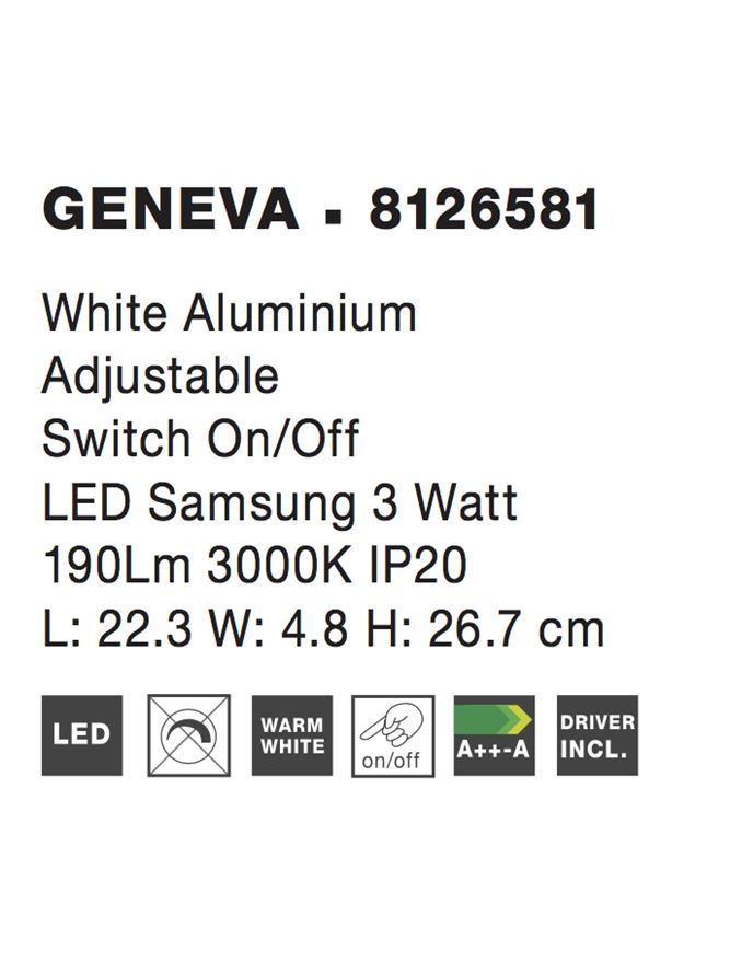 Висящо осветително тяло (пендел) GENEVA 3W 190Lm Матово бял алуминий