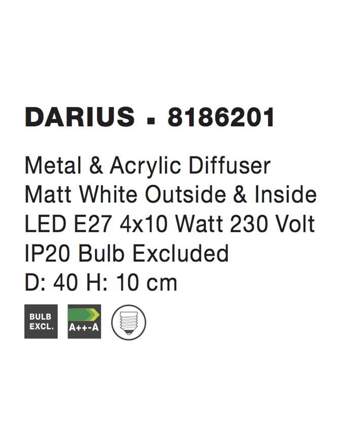 Висящо осветително тяло (пендел) DARIUS 4x12W LED E27 Матово бял метал и акрил