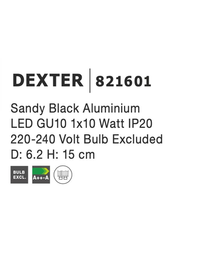 Висящо осветително тяло (пендел) DEXTER 10W GU10 Пясъчно черен алуминий