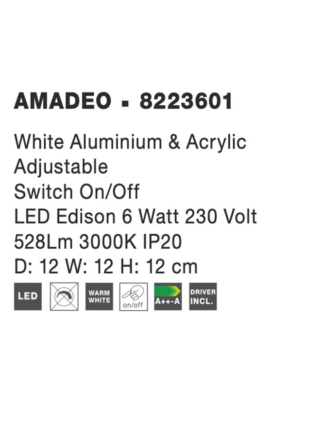 Висящо осветително тяло (пендел) AMADEO 6W 528Lm Матово бял алуминий акрил