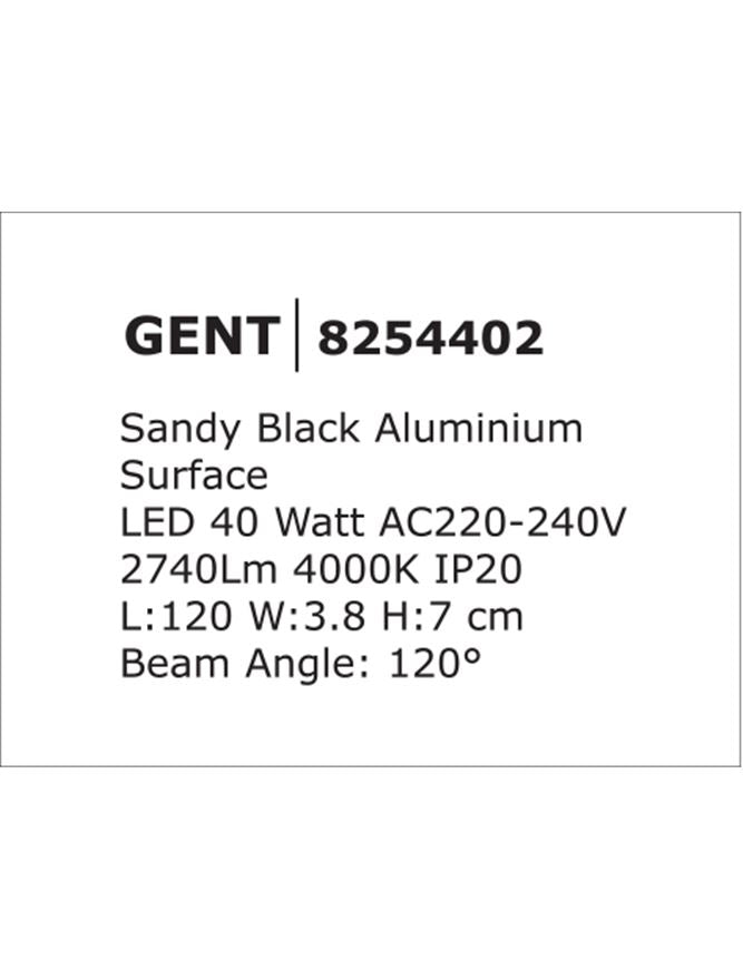 Техническо осветление GENT 40W 4000K Пясъчно черен LED линеен