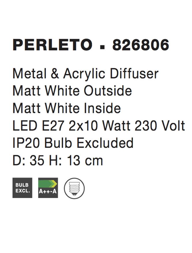 Висящо осветително тяло (пендел) PERLETO 2x12W Матово бял и матово бял без крушка