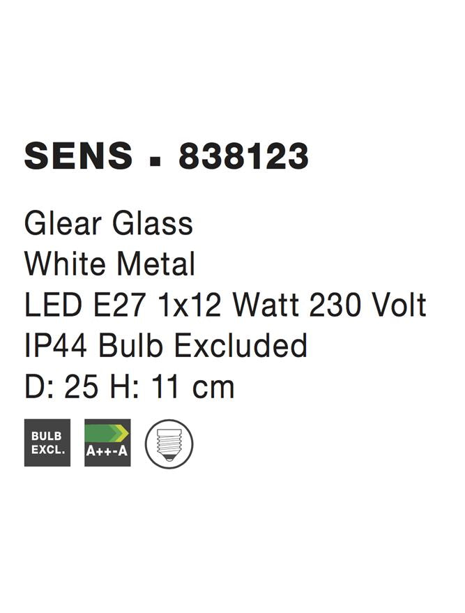 Висящо осветително тяло (пендел) SENS LED E27 12W Прозрачно стъкло бял метал