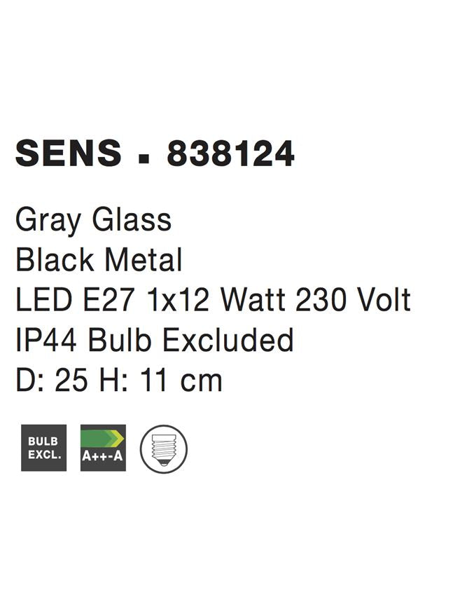 Висящо осветително тяло (пендел) SENS LED E27 12W Опушено стъкло хром черен метал