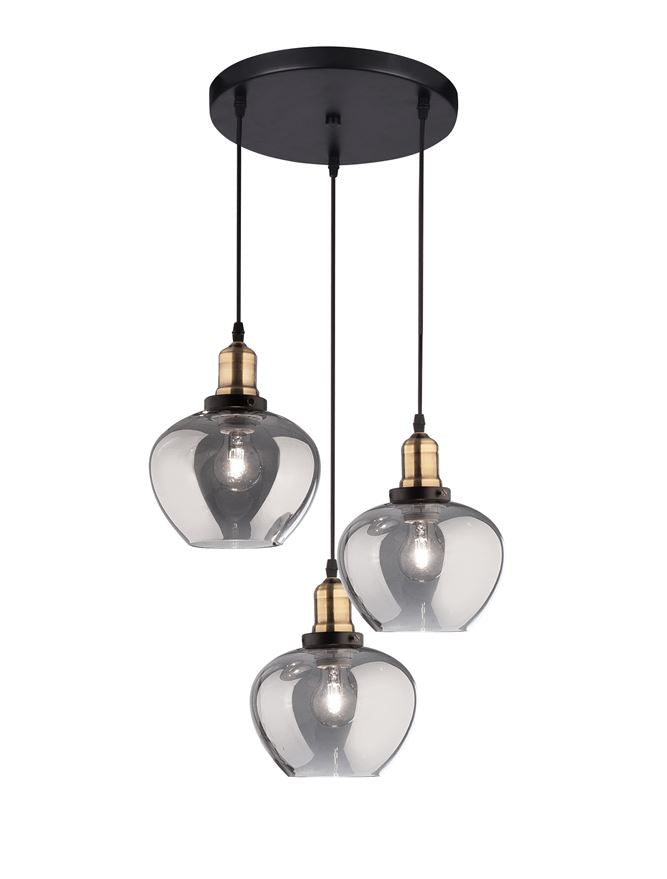 Висящо осветително тяло (пендел) CEDRO 36W LED E27 Бронз/черен, опушено стъкло ⌀35