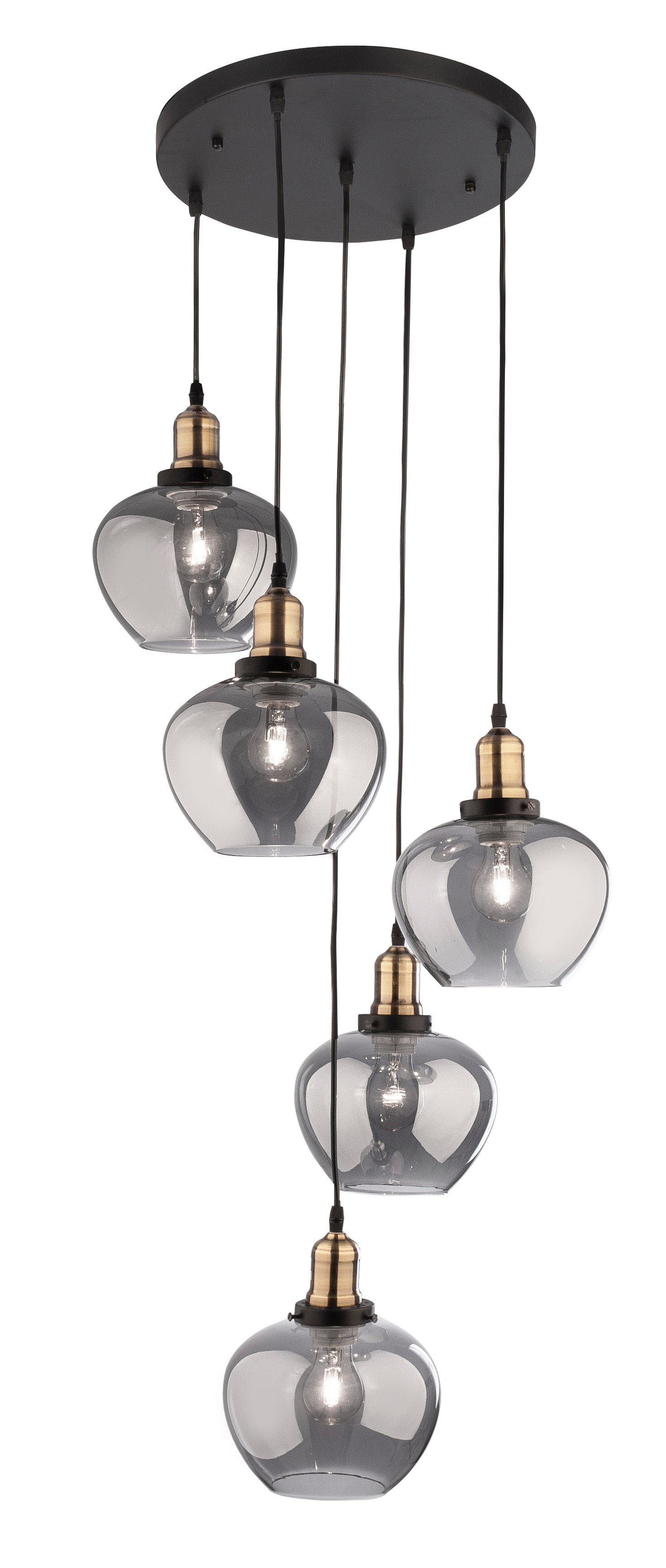 Висящо осветително тяло (пендел) CEDRO 60W LED E27 Бронз/черен, опушено стъкло ⌀50