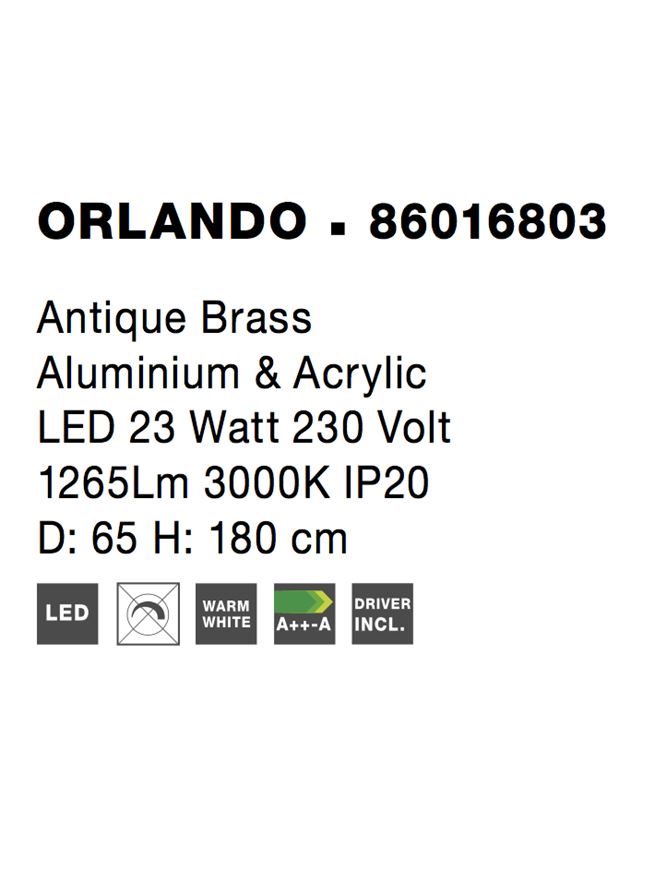 Висящо осветително тяло (пендел) ORLANDO 23W Античен месинг