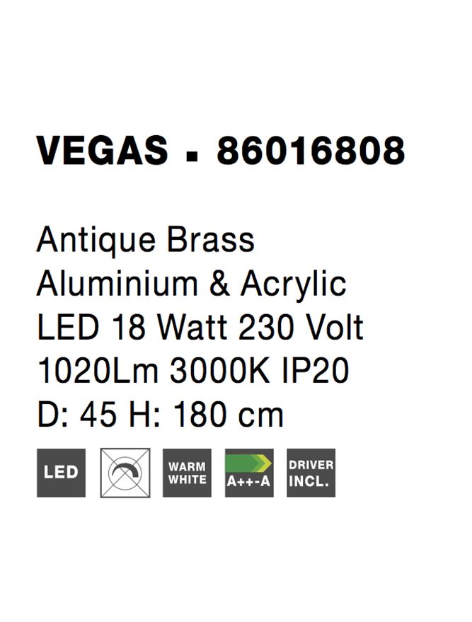 Висящо осветително тяло (пендел) VEGAS 18W Античен месинг