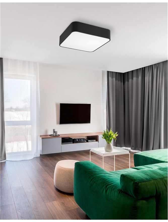 Висящо осветително тяло (пендел) RAGU 4x12W LED E27 Черен метал, матово бял акрил