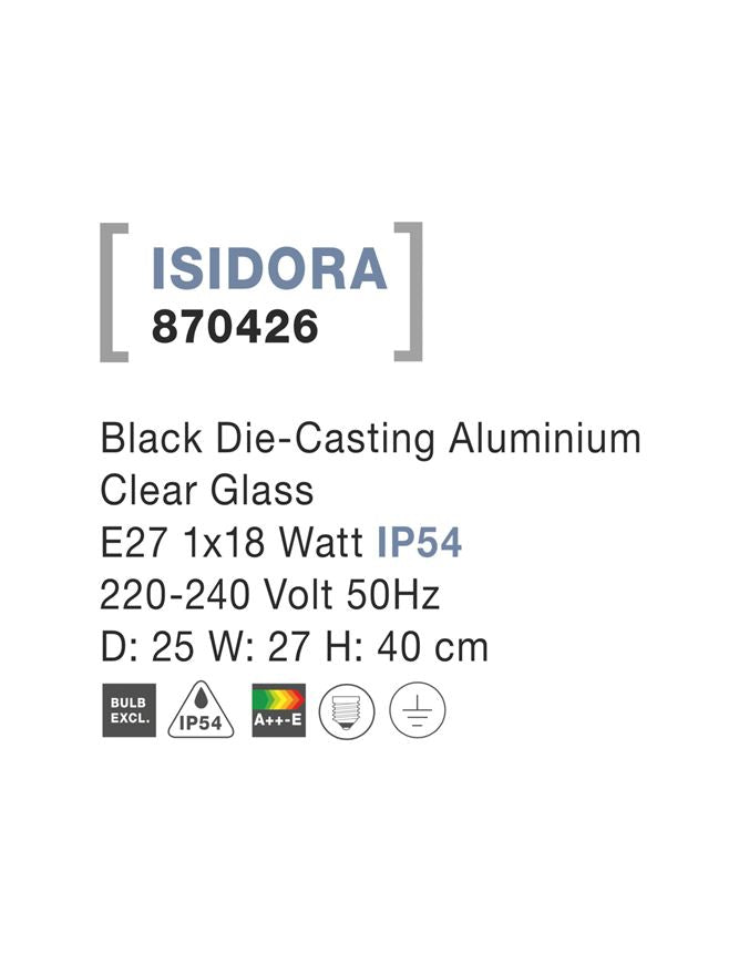 Външна настолна лампа ISIDORA 12W Пясъчно черен леят алуминий прозрачно стъкло IP54