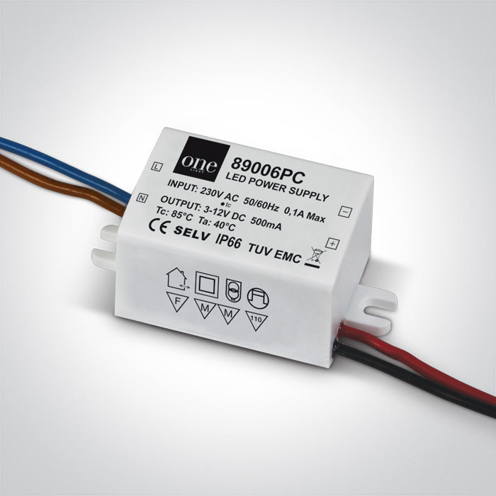 Захранващ драйвер 500mA 1,5-6W IP66 230V