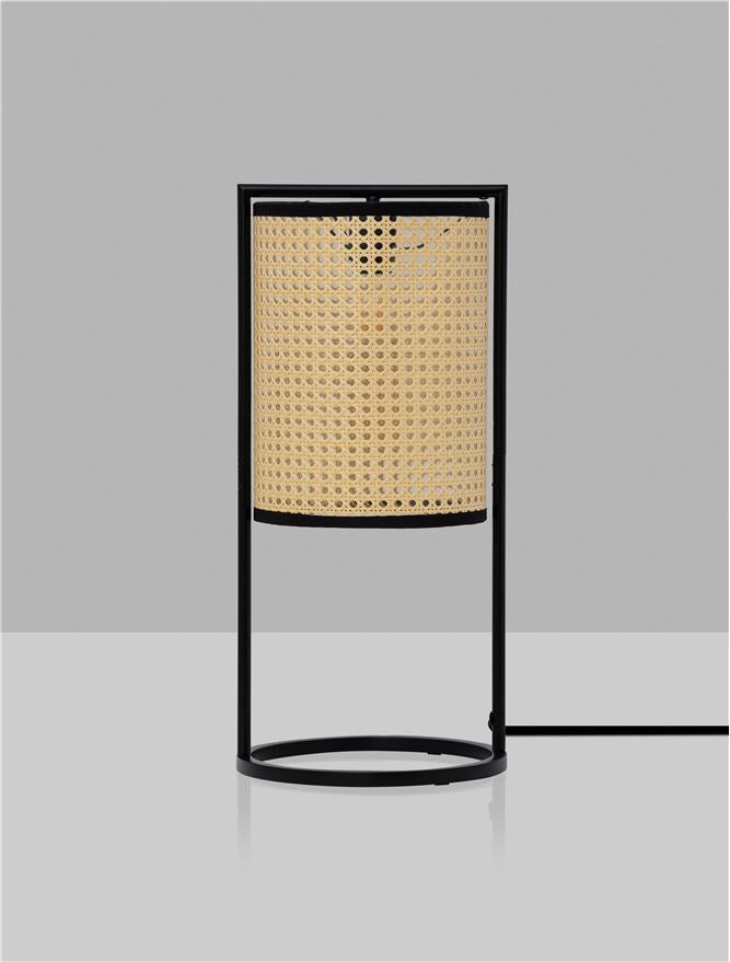 Висящо осветително тяло (пендел) ERTO LED E27 12W Пясъчно черен стомана и ратан ⌀26 H56см