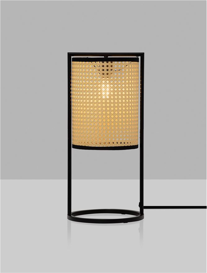 Висящо осветително тяло (пендел) ERTO LED E27 12W Пясъчно черен стомана и ратан ⌀26 H56см