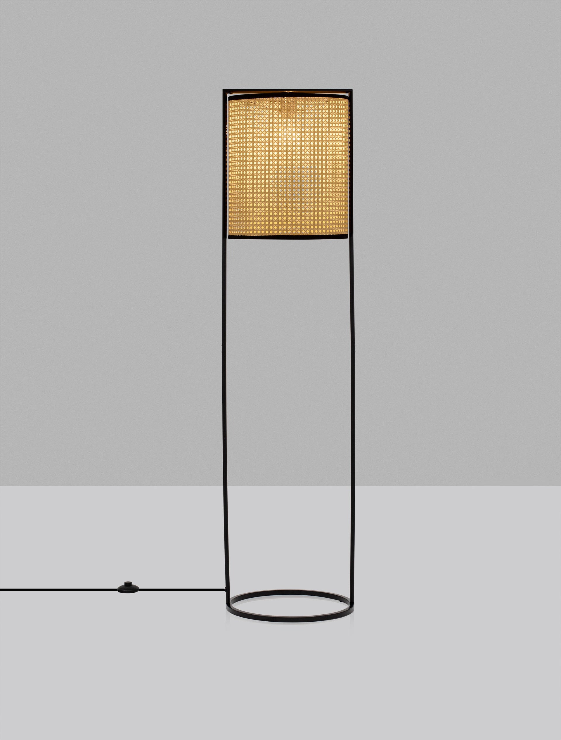 Окачена лампа ERTO LED E27 12W, стомана и ратан, пясъчно черна, ⌀38 H150см