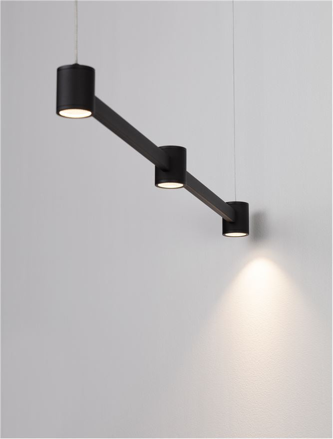 Висящо осветително тяло (пендел) PUIZE LED 21W 220-240V Пясъчно черен алуминий L80 W6 H140см