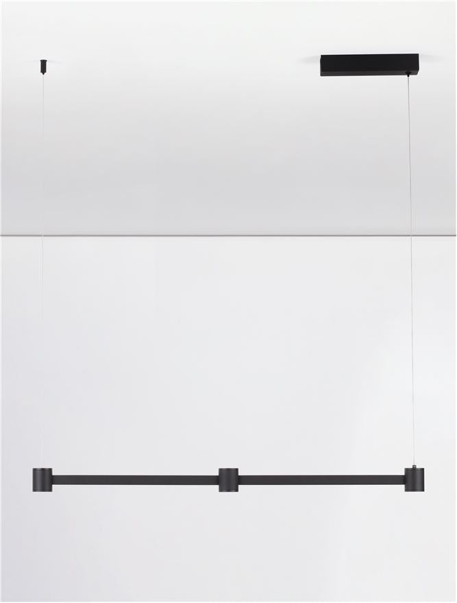Висящо осветително тяло (пендел) PUIZE LED 21W 220-240V Пясъчно черен алуминий L80 W6 H140см