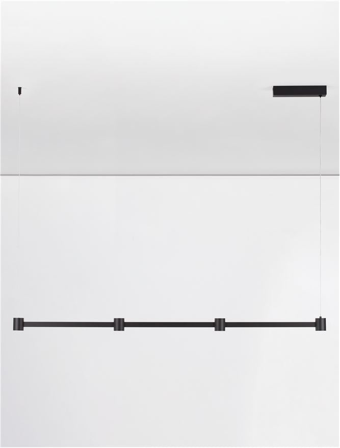 Висящо осветително тяло (пендел) PUIZE LED 24W 220-240V Пясъчно черен алуминий L118 W6 H140см