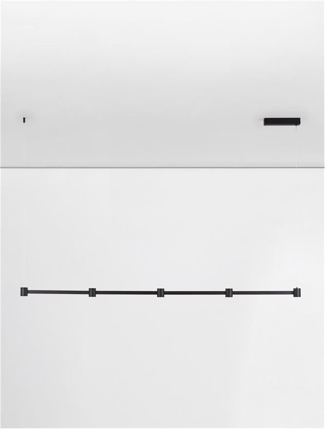 Висящо осветително тяло (пендел) PUIZE LED 30W 220-240V Пясъчно черен алуминий L156 W6 H140см