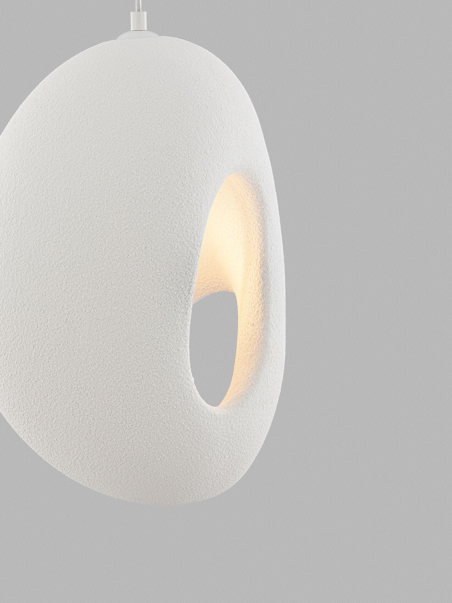 Висящо осветително тяло (пендел) TEMPUS 12W LED E27 Пясъчно бял полиуретан и смола L30 W40 H250см