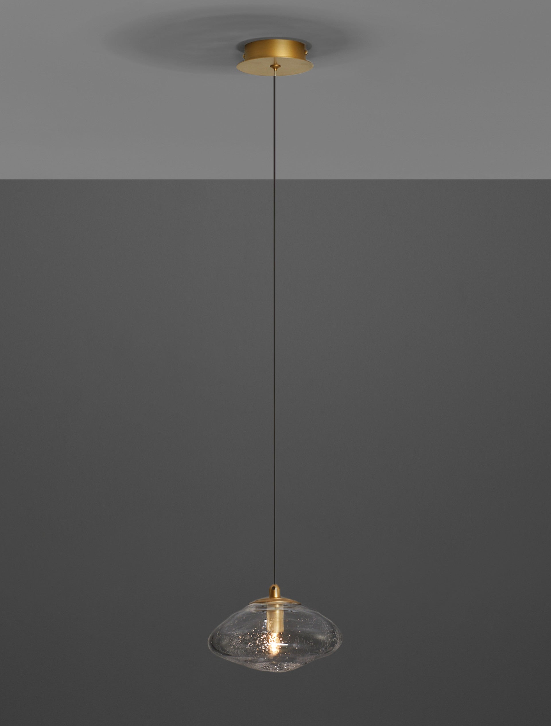 Висящо осветително тяло (пендел) KING LED 5W G9 Златист месинг Прозрачно стъкло Регулируема височина ⌀16 H200см