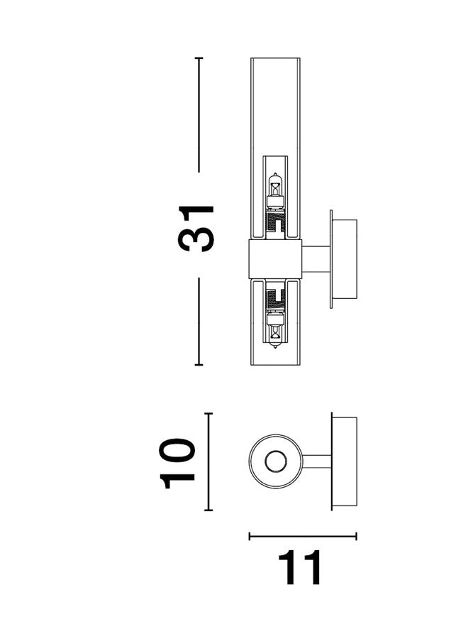 Висящо осветително тяло (пендел) CENTURY 10W 2x5W G9 Матово черен Прозрачно и матирано стъкло