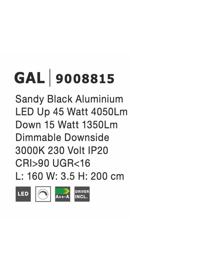 Техническо осветление GAL 45W UP/15W DOWN Пясъчно черен