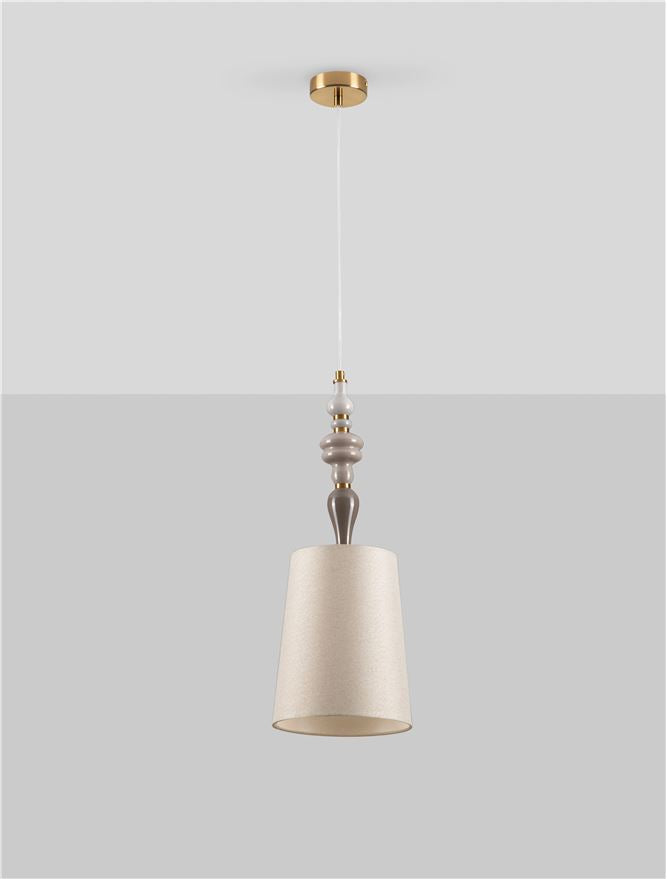 Висящо осветително тяло (пендел) DAMO LED E27 12W Античен месинг меко оранжева и кафява керамика текстил