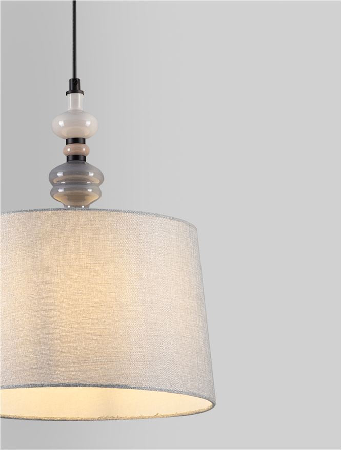 Висящо осветително тяло (пендел) DAMO LED E27 12W Матово черен сив и кафяв керамика текстил