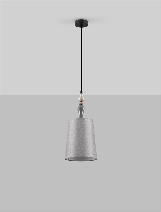 Висящо осветително тяло (пендел) DAMO LED E27 12W Матово черен сив и кафяв керамика текстил