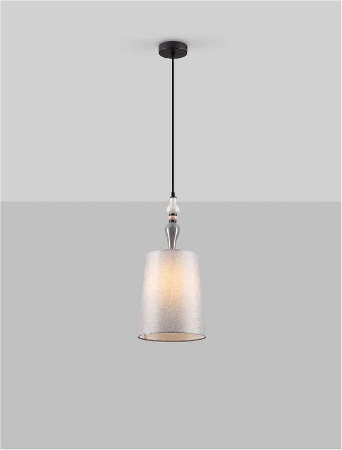 Висящо осветително тяло (пендел) DAMO LED E27 12W Матово черен сив и кафяв керамика текстил