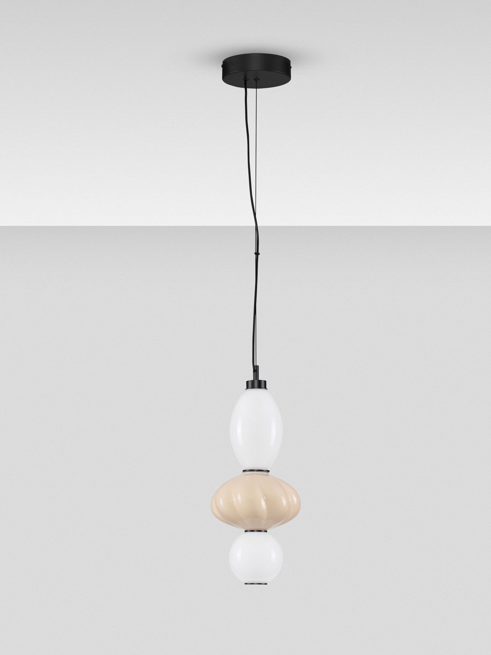 Подова лампа ONETA LED 18W 220-240V ⌀20 H252см Бежова керамика Опалово стъкло Матово черен метал