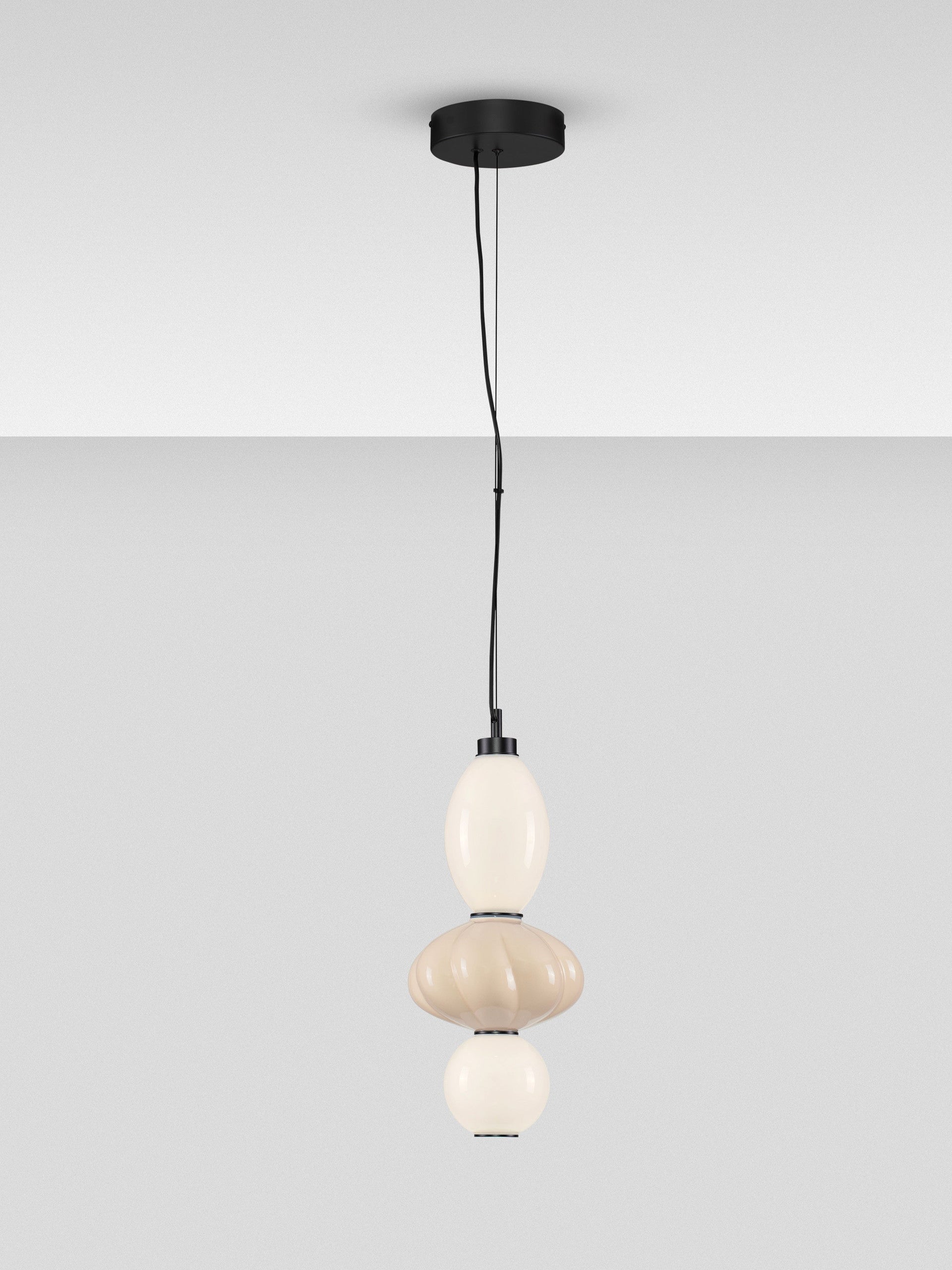 Подова лампа ONETA LED 18W 220-240V ⌀20 H252см Бежова керамика Опалово стъкло Матово черен метал