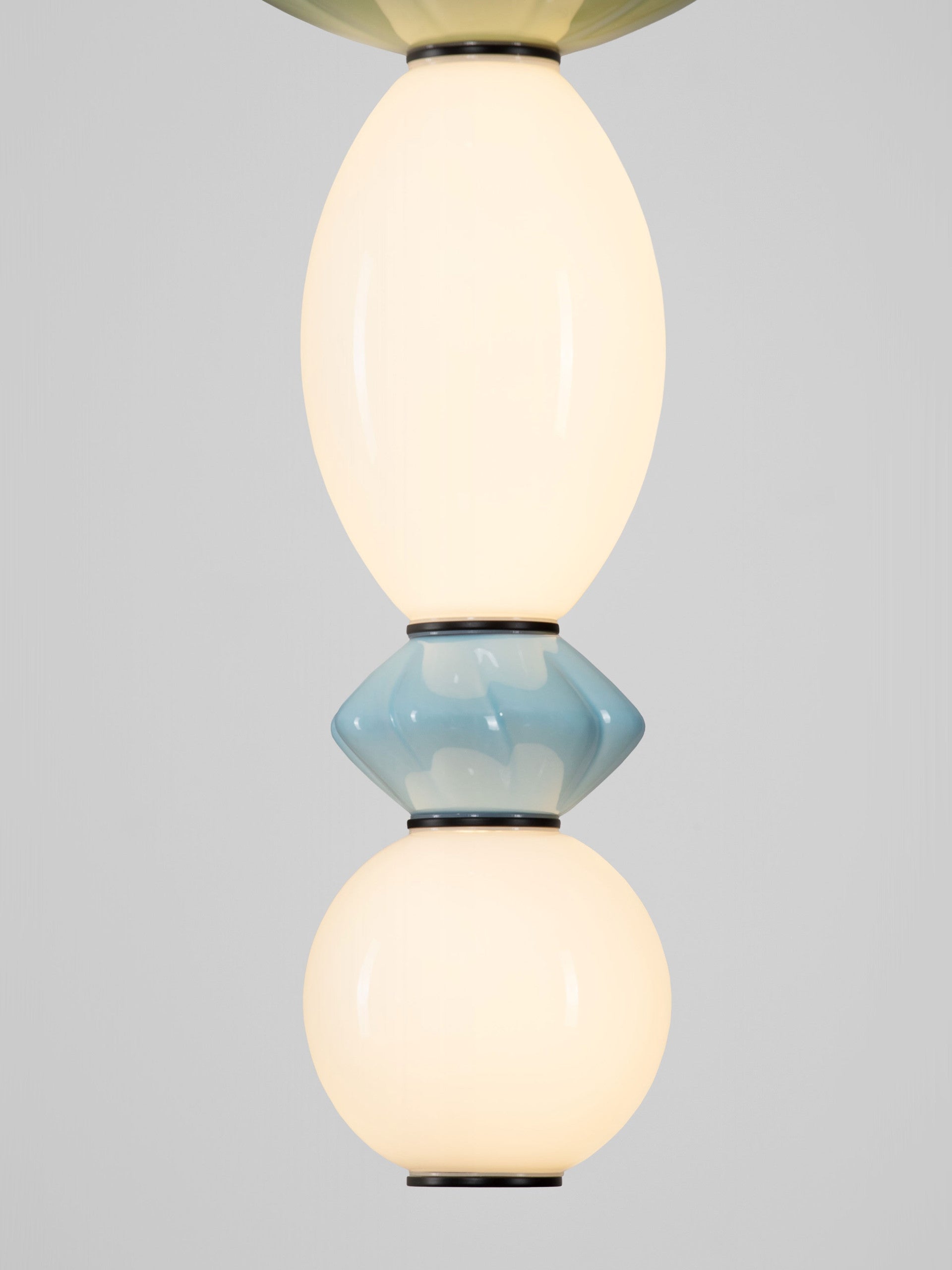 Висящо осветително тяло (пендел) ONETA LED 23W 220-240V ⌀20 H87-277см Зелен/розов/син керамика Опалово стъкло Матово черен метал