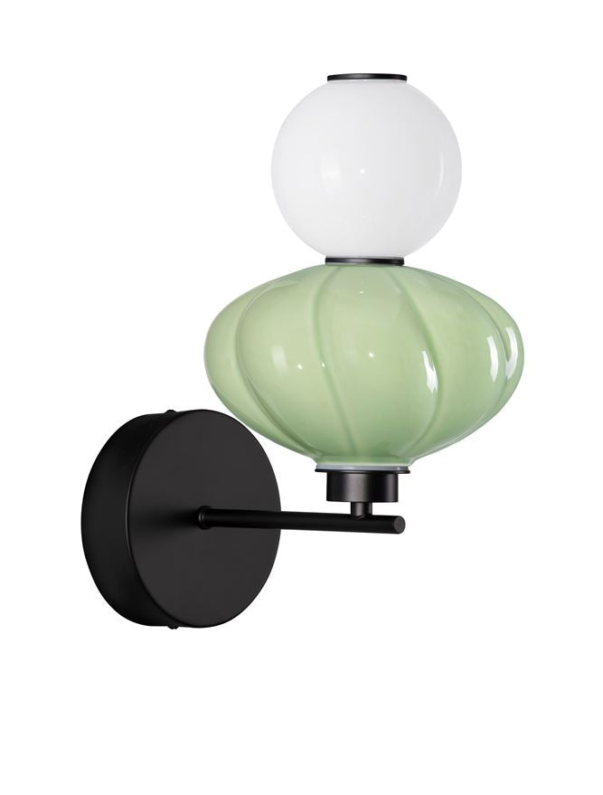 Настолна лампа ONETA LED 8W 220-240V ⌀20 W28 H34.6см Зелен керамика Опалово стъкло Матово черен метал
