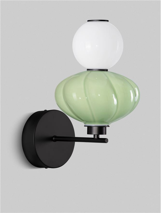 Настолна лампа ONETA LED 8W 220-240V ⌀20 W28 H34.6см Зелен керамика Опалово стъкло Матово черен метал