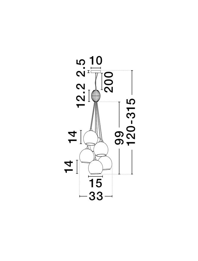 Подова лампа MELINE LED E14 7x5W Матов бял, керамика, цветно стъкло