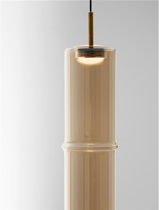 Подова лампа SANO 3W LED Златист метал, коняк стъкло