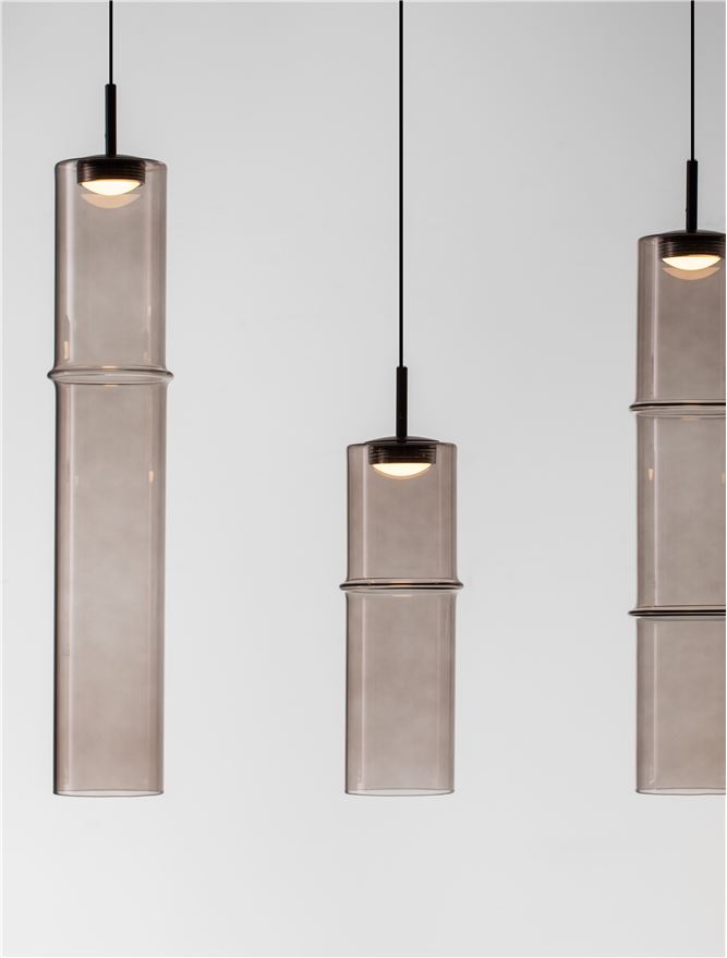 Подова лампа SANO 18W LED Димируем, матово черен метал, мока стъкло