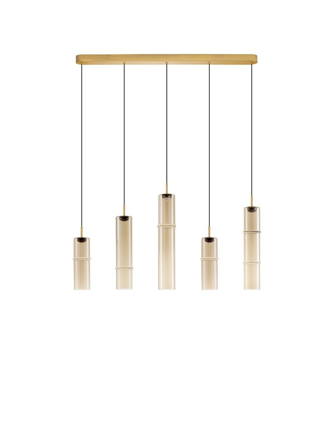 Подова лампа SANO 18W LED Димируем, златист метал, коняк стъкло