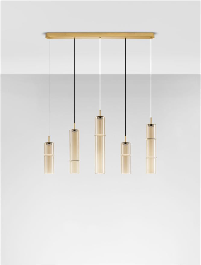 Подова лампа SANO 18W LED Димируем, златист метал, коняк стъкло