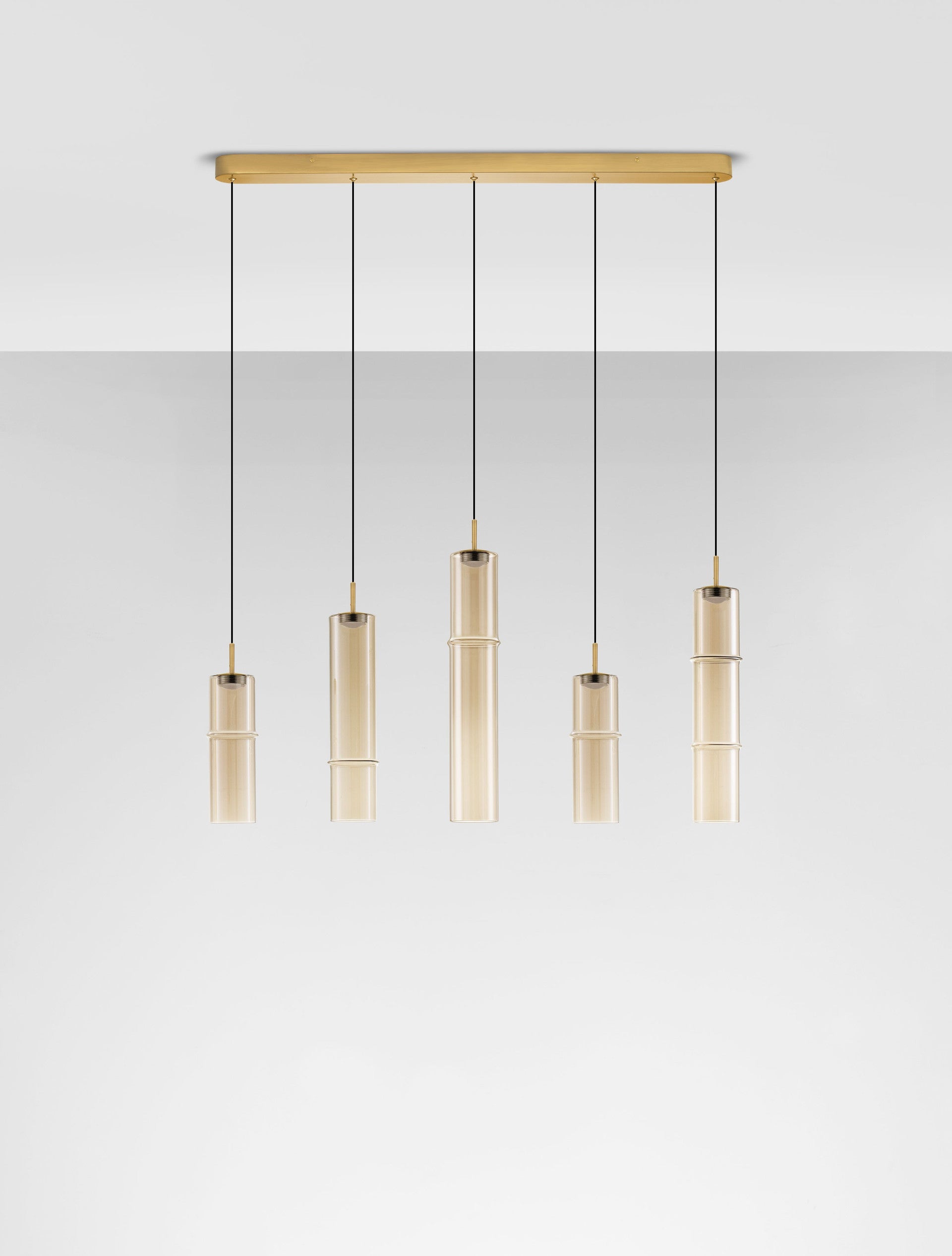 Подова лампа SANO 18W LED димируема, златен метал, конячно стъкло