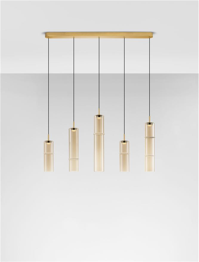Подова лампа SANO 18W LED Димируем, златист метал, коняк стъкло