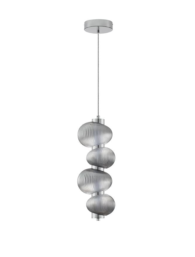 Подова лампа LEDA LED 15W 220-240V ⌀16 H251см Опушено сиво стъкло Хромиран метал