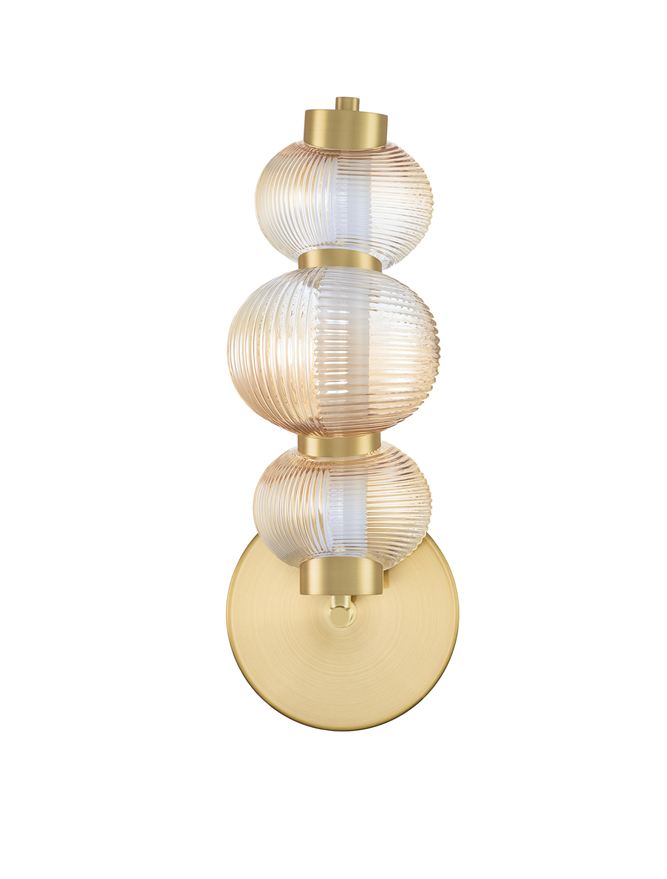 Настолна лампа LEDA LED 18W 220-240V ⌀16 W22 H42.5см Кехлибарено стъкло Златист метал