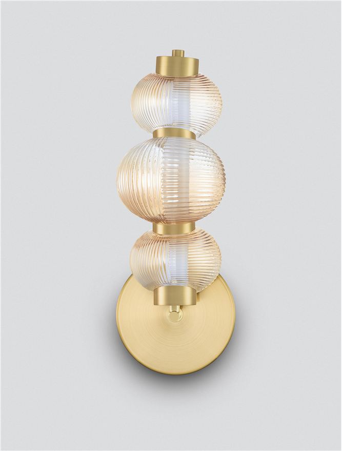 Настолна лампа LEDA LED 18W 220-240V ⌀16 W22 H42.5см Кехлибарено стъкло Златист метал