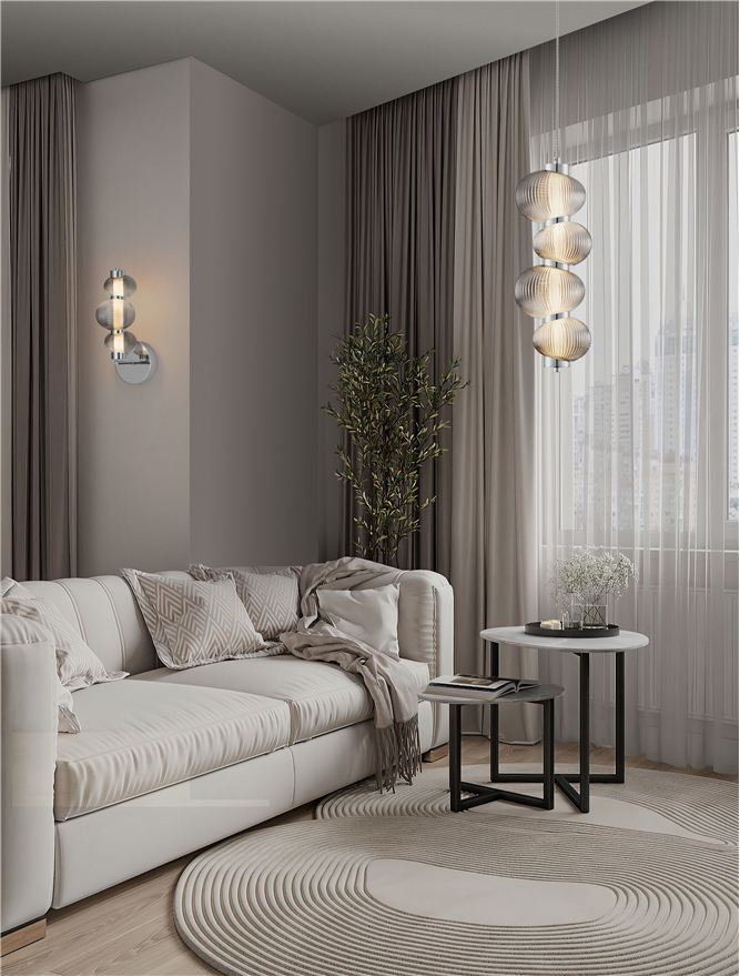 Настолна лампа LEDA LED 18W 220-240V ⌀16 W22 H42.5см Опушено сиво стъкло Хромиран метал