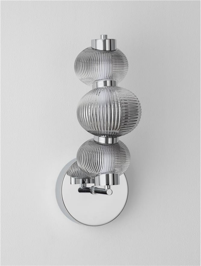 Настолна лампа LEDA LED 18W 220-240V ⌀16 W22 H42.5см Опушено сиво стъкло Хромиран метал