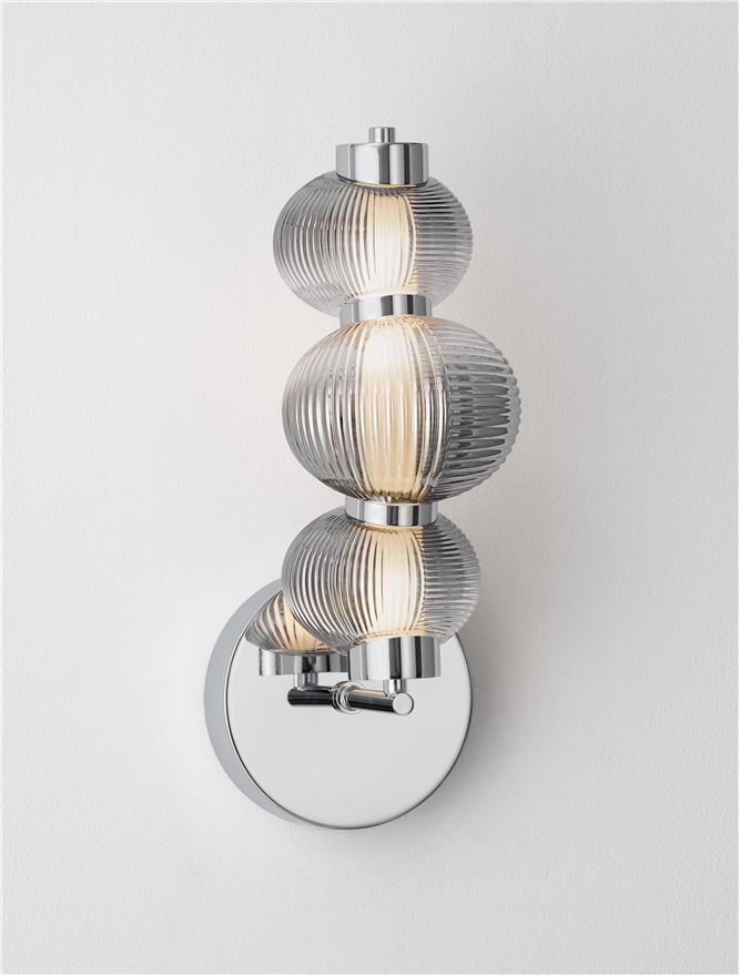 Настолна лампа LEDA LED 18W 220-240V ⌀16 W22 H42.5см Опушено сиво стъкло Хромиран метал